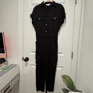 Elegant Black Button-Front Jumpsuit